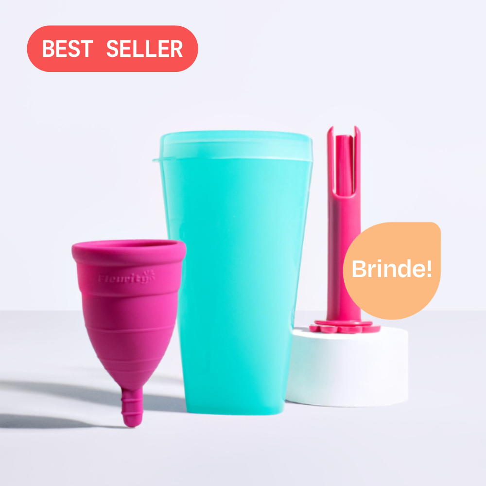 Kit Coletor Menstrual e Copo Esterilizador com Aplicador de Brinde